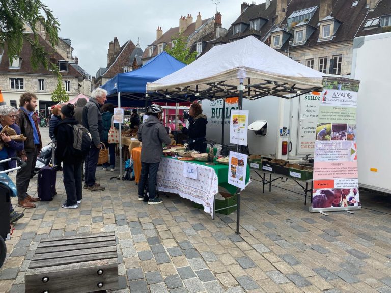 Stand de vente des ©ChocolAmadea,, sur le marché de Besançon